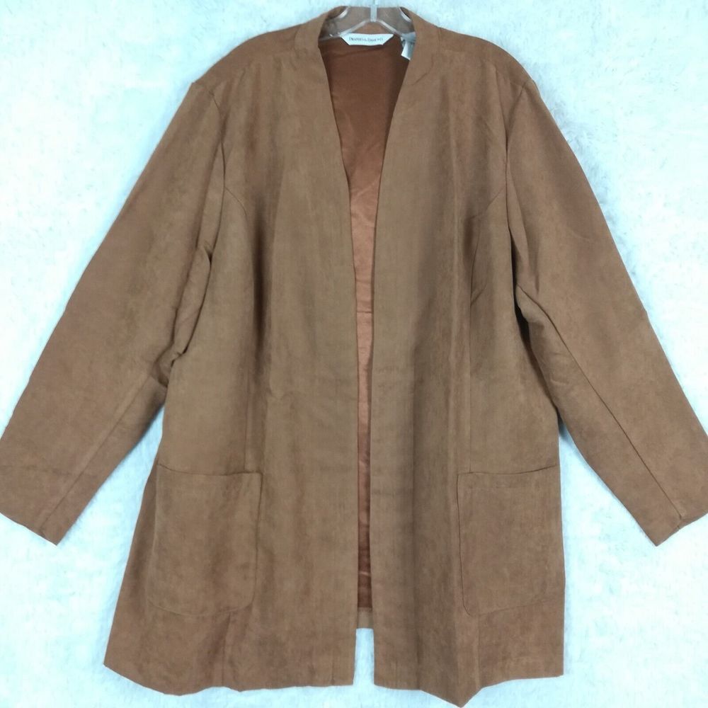 Draper's And Damon's Womens‎ Cardigan Sweater Jacket Faux Suede Brown Plus 2X